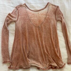 Free People Pink/Red Long Sleeve Shirt